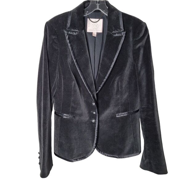 Rebecca Taylor Womens 10 Blazer Suit Single Breasted Velvet Double Vented Black